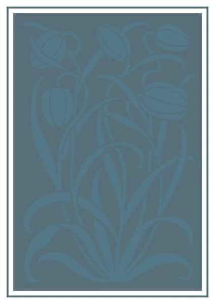 Silueta azul de flores ornamento . — Vector de stock