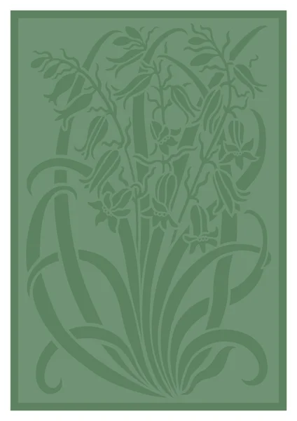 Silueta verde de flores ornamento . — Vector de stock