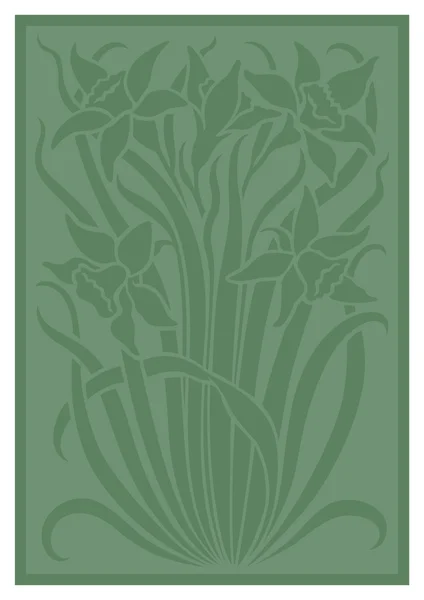 Silueta verde de flores ornamento . — Vector de stock