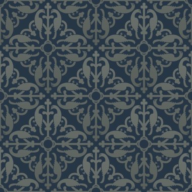 Koyu mavi zemin üzerine gümüş seamless modeli.