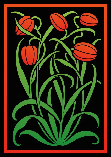 Silhouette of Tulips. — Stok Vektör