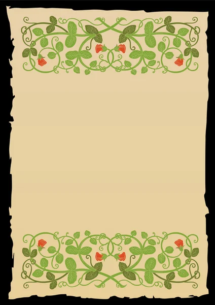 Cadre floral de style médiéval . — Image vectorielle