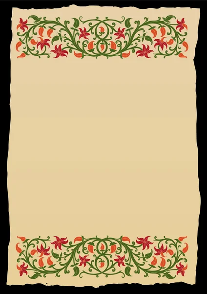 Floral frame in middeleeuwse stijl. — Stockvector