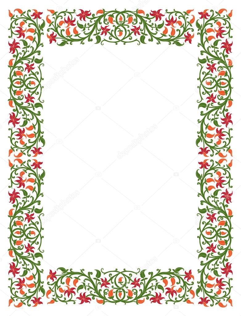 Floral frame in medieval style.