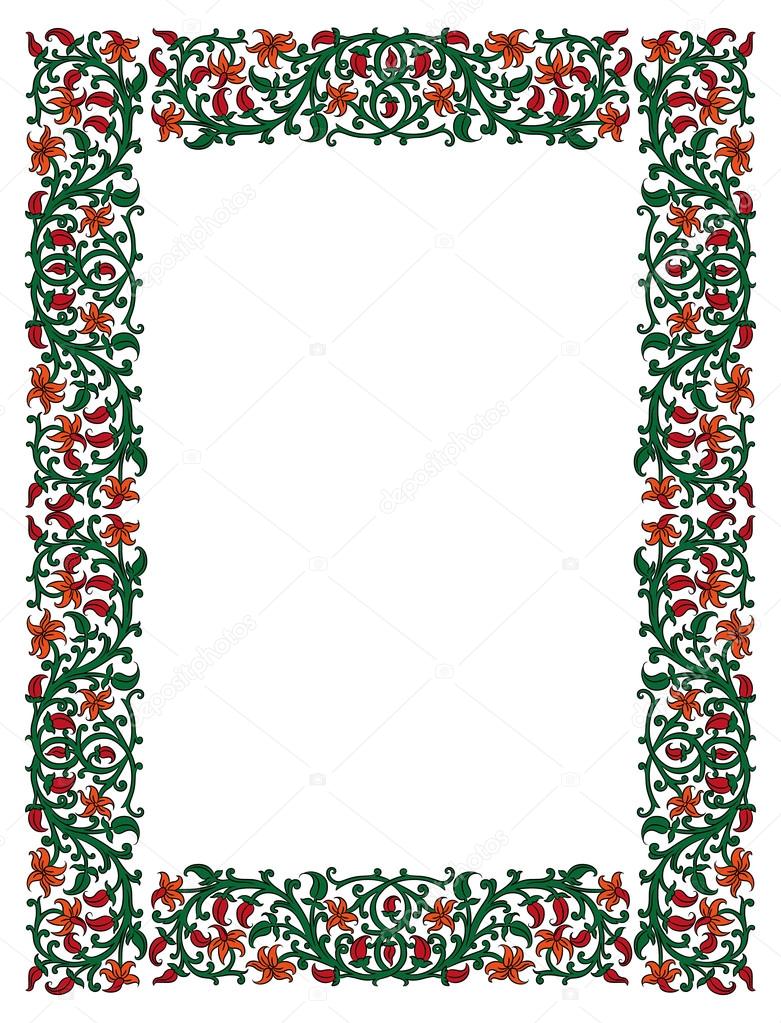 Floral frame in medieval style.