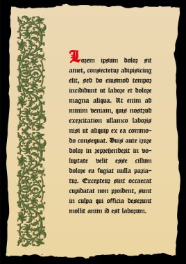 Old book page in a medieval style. clipart