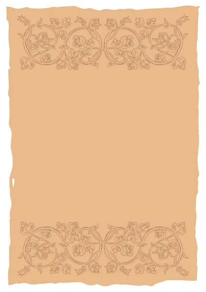 Vieille page dans un style médiéval avec ornement floral de tiges entrelacées, feuillage et fleurs . — Image vectorielle