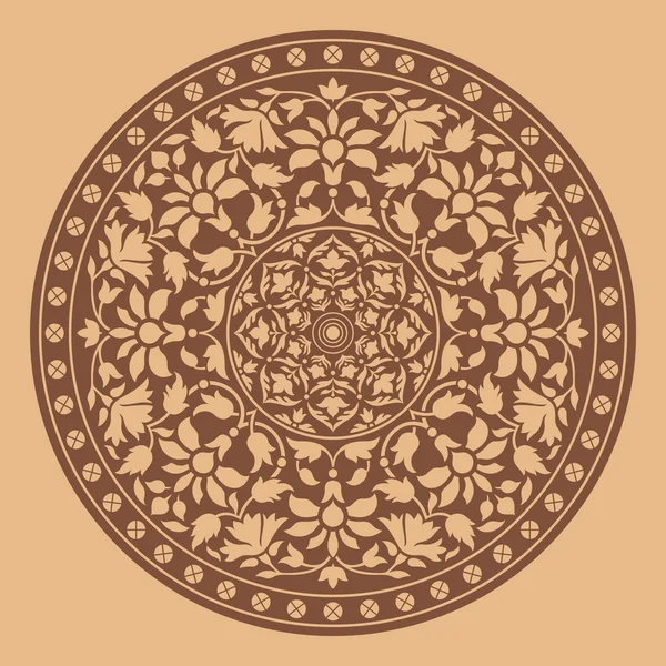 Decoratieve ronde patroon in Indiase stijl. — Stockvector