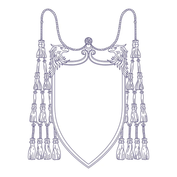 イーグルスとタッセルの装飾的なシールド — ストックベクタ