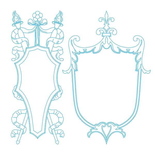 Escudo ornamentado decorativo de lujo vintage, marco y borde . — Vector de stock