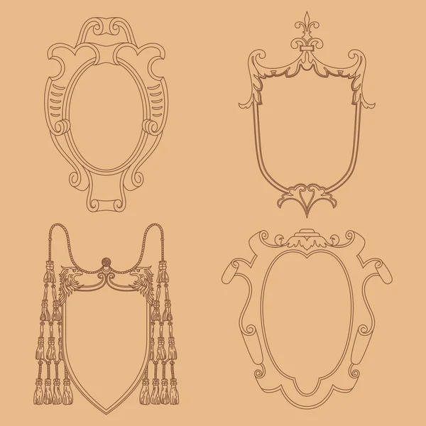 Cartuchos vetoriais. Vintage luxo decorativo escudo ornamentado, moldura e fronteira . — Vetor de Stock