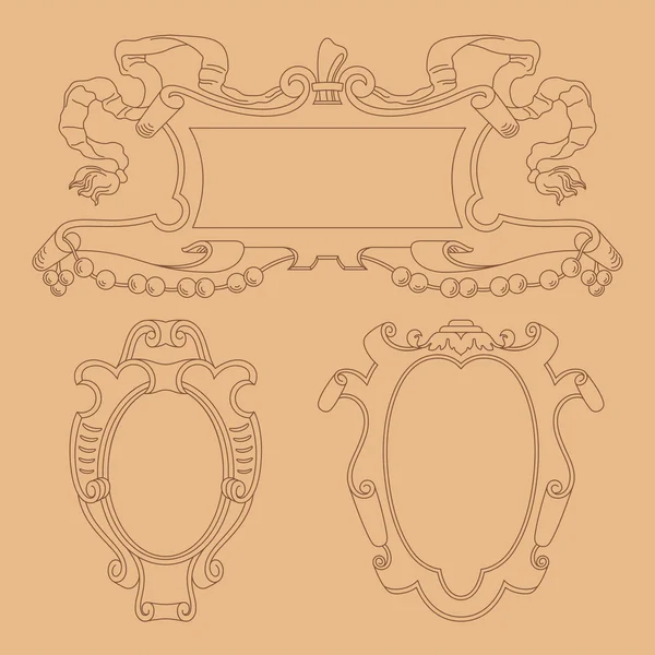 Cartuchos vectoriales. Escudo ornamentado decorativo de lujo vintage, marco y borde . — Vector de stock