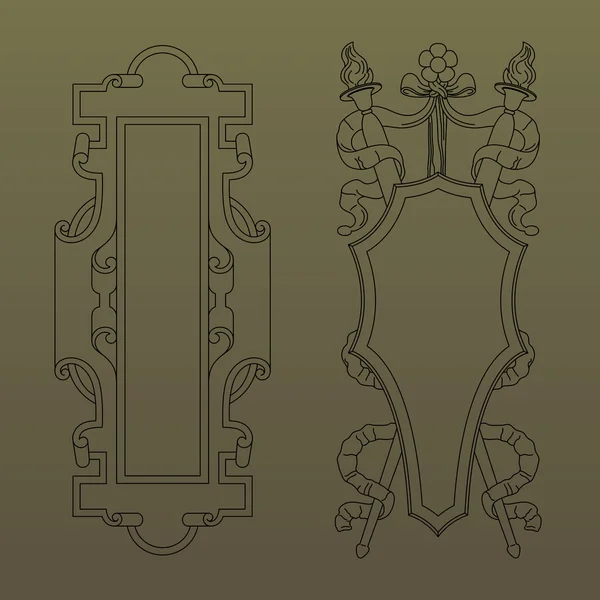 Vintage luxury decorative ornate shield, frame and border. — Stock Vector