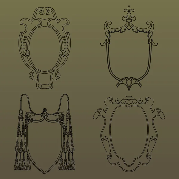 Vintage vetor decorativo escudo ornamentado, moldura e fronteira . — Vetor de Stock