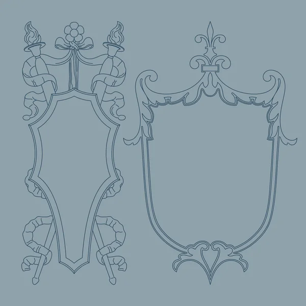Escudo ornamentado decorativo de lujo vintage, marco y borde . — Vector de stock