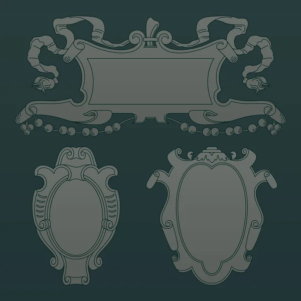 Marcos de plata vectorial. Escudo ornamentado decorativo de lujo vintage, marco y borde . — Vector de stock