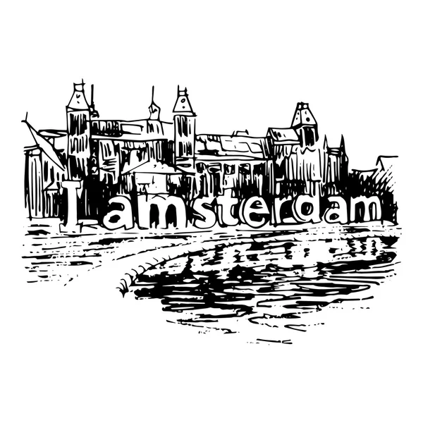 Illustrazione vettoriale del punto di riferimento ad Amsterdam (Olanda, Paesi Bassi, Europa ). — Vettoriale Stock