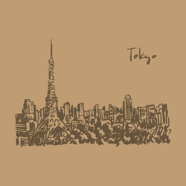 Tokyo kulesi. Vektör hızlı eskiz.