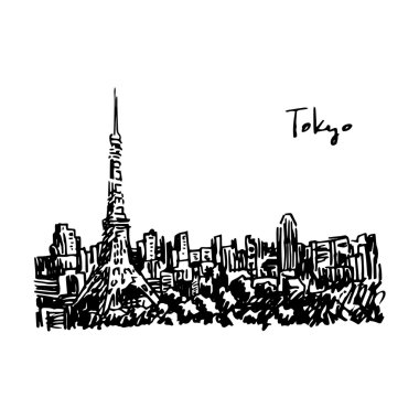 Tokyo kulesi. Vektör hızlı eskiz.