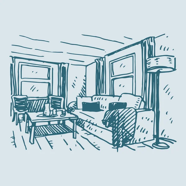 Interiér obývacího pokoje. — Stockový vektor