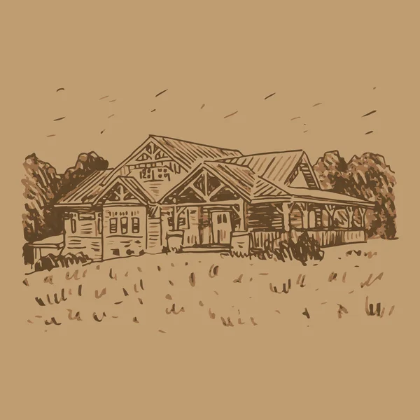 Croquis d'une maison de campagne . — Image vectorielle