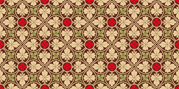 Patrón floral horizontal sin costura. Decoración para papel pintado, telas, azulejos y mosaicos . — Archivo Imágenes Vectoriales