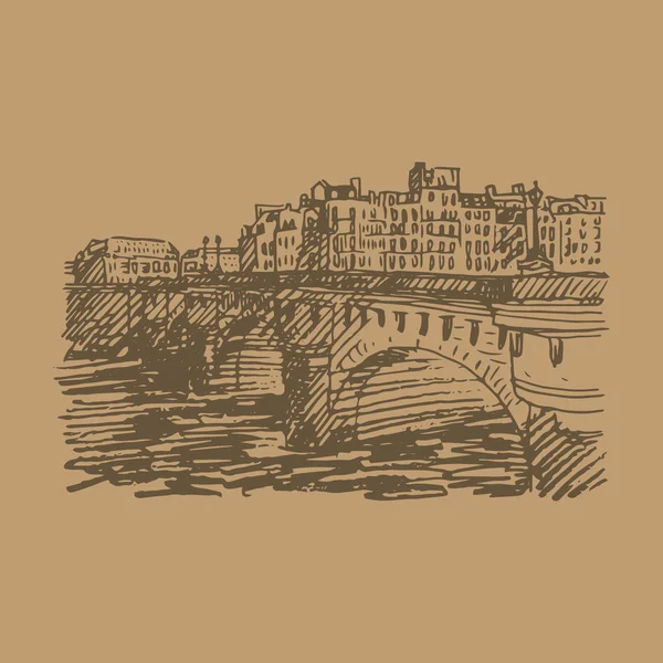 Pont Neuf (Nuevo Puente), París, Francia . — Vector de stock