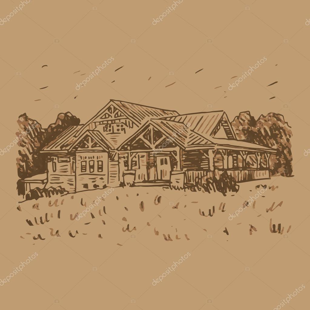 A Sketch Of A Country House Stock Vector Lookus 88104164