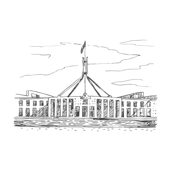 Parliament House in de Canberra, Act, Australië. — Stockvector
