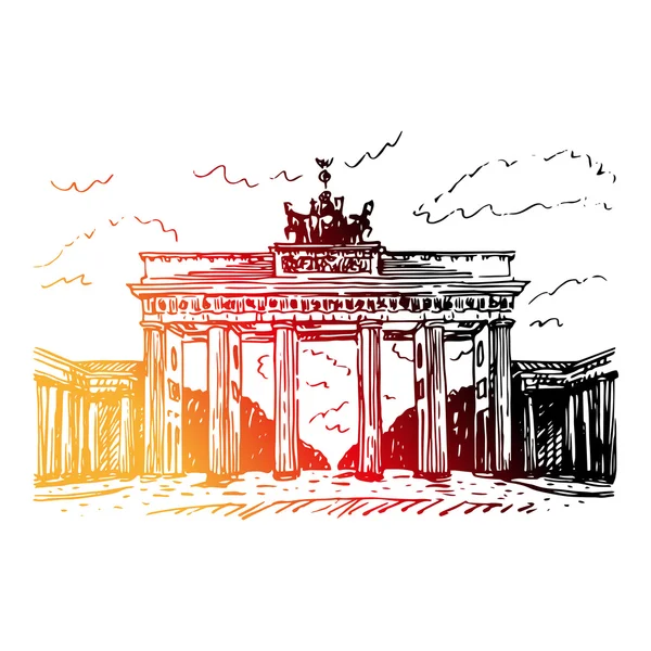 Braniborská brána, Berlín, Německo. — Stockový vektor