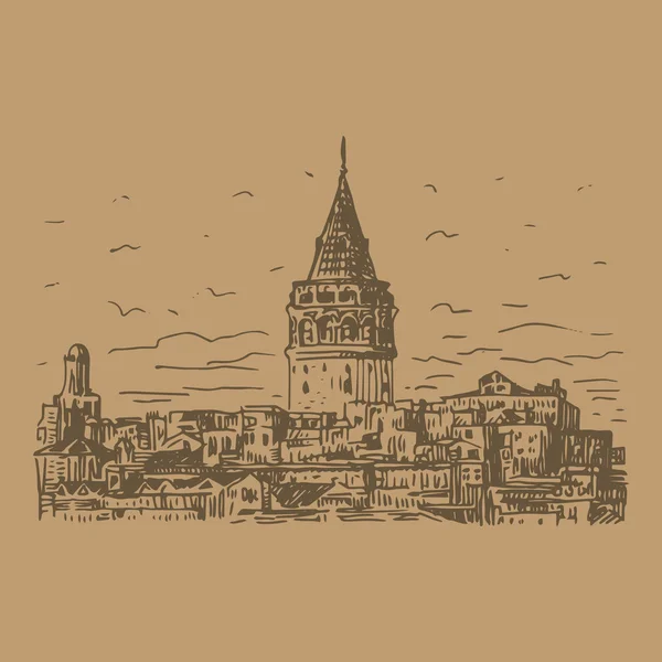 La Tour Galata, Istanbul, Turquie . — Image vectorielle