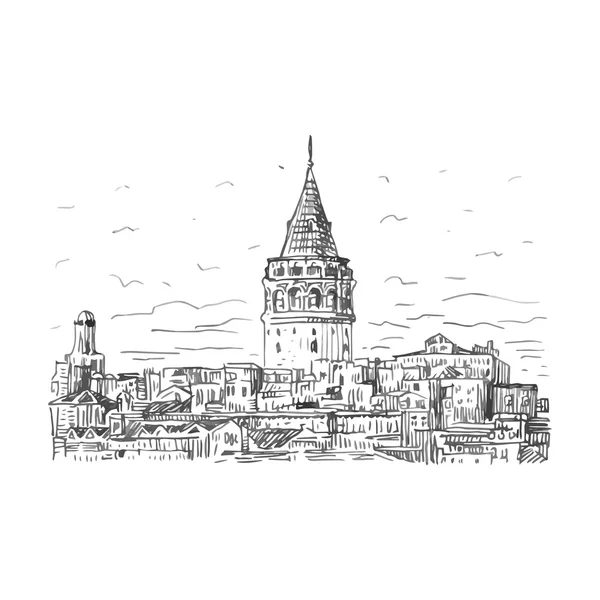 A Torre da Galata, Istambul, Turquia . — Vetor de Stock