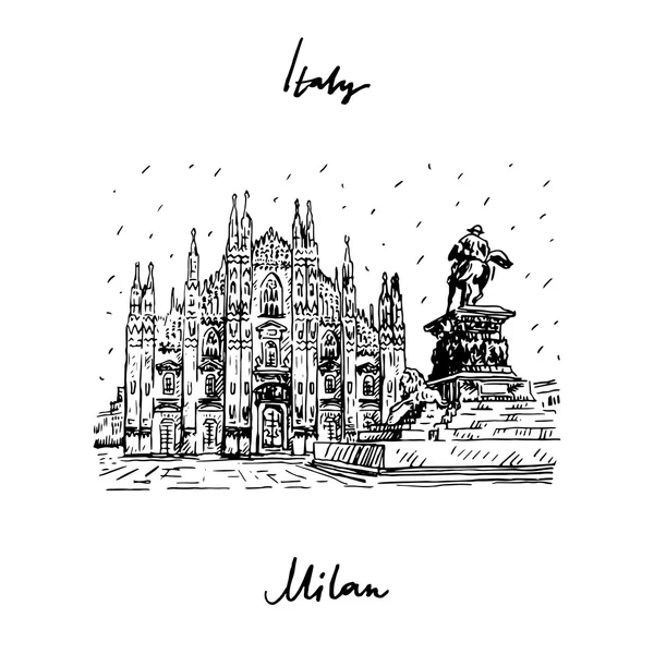 Milano Katedrali'ne ile heykel, İtalya.