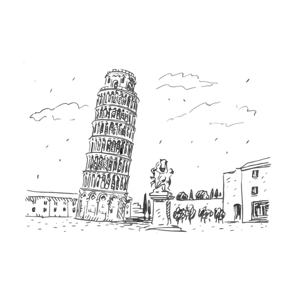 Torre inclinada de Pisa, Itália. — Vetor de Stock