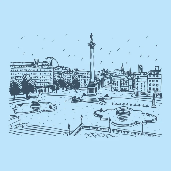 Trafalgar Square, Londen, Engeland, Uk. — Stockvector