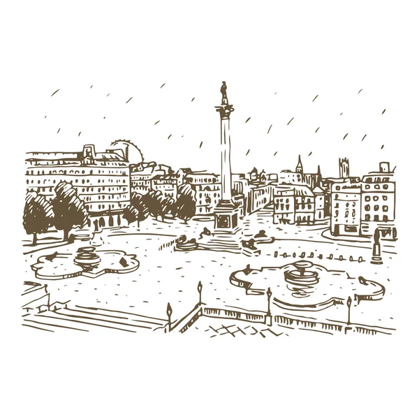 Trafalgar Square, Londres, Inglaterra, Reino Unido . — Vector de stock