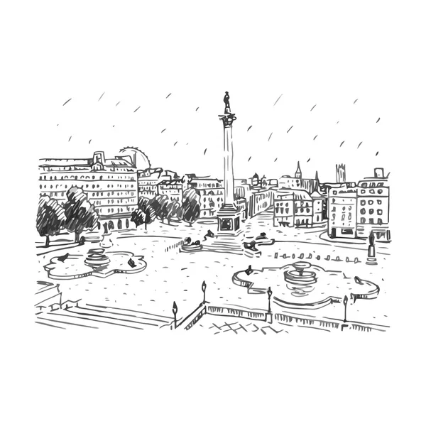 Trafalgar Square, Londen, Engeland, Uk. — Stockvector