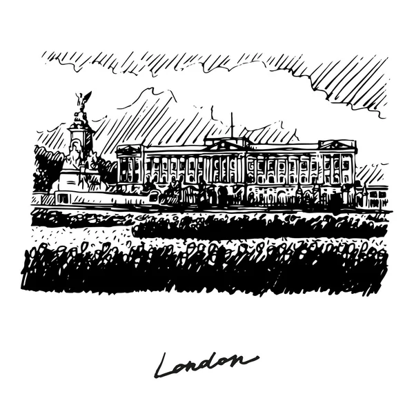 Букінгемський палац та Вікторія Меморіал, Лондон, Великобританія. — стоковий вектор