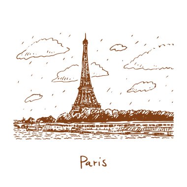 Paris'te Seine Nehri'nden Eyfel Kulesi.