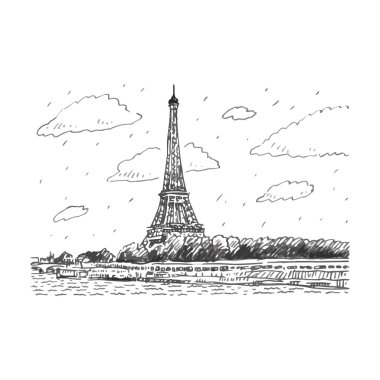 Paris'te Seine Nehri'nden Eyfel Kulesi.