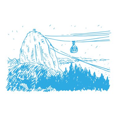 Teleferik hattı üzerinden Sugarloaf dağ, Rio de Janeiro, Brezilya.