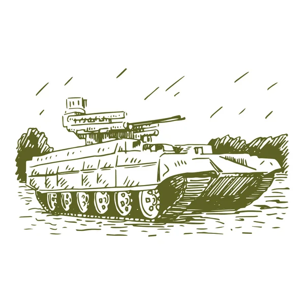 Russisch bmpt. Tanks zur Unterstützung von Löschfahrzeugen. — Stockvektor