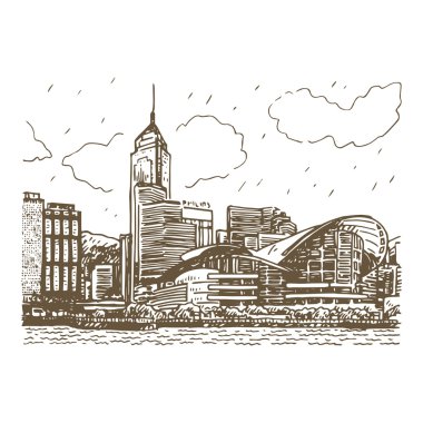 Hong Kong şehir görüntüsü.