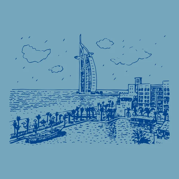 Burj Al Arab 酒店，迪拜，阿联酋. — 图库矢量图片