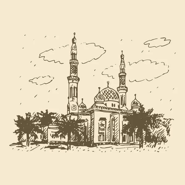 Mezquita Jumeirah en Dubai, Emiratos Árabes Unidos . — Vector de stock