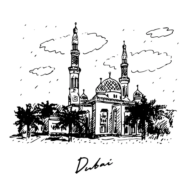 Mezquita Jumeirah en Dubai, Emiratos Árabes Unidos . — Vector de stock