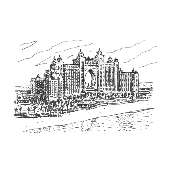 Hotel Atlantis, Palm, Dubaj, Spojené arabské emiráty. — Stockový vektor