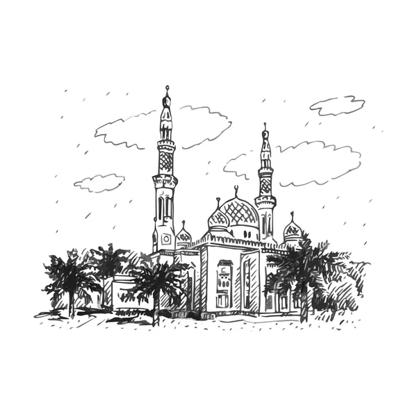Mešita Jumeirah v Dubaji, Spojené arabské emiráty. — Stockový vektor