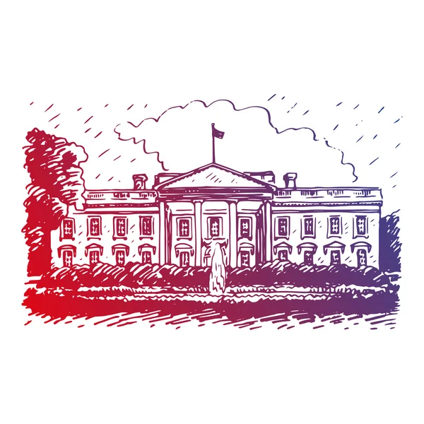 The White House, Washington DC, Stati Uniti . — Vettoriale Stock