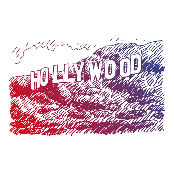 Hollywood Sign, Los Angeles, California, Stati Uniti d'America. — Vettoriale Stock
